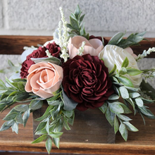 Load image into Gallery viewer, Blush and Burgundy Wooden Floral Arrangement
