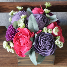 Load image into Gallery viewer, Hot Pink and Purples Wooden Floral Arrangement

