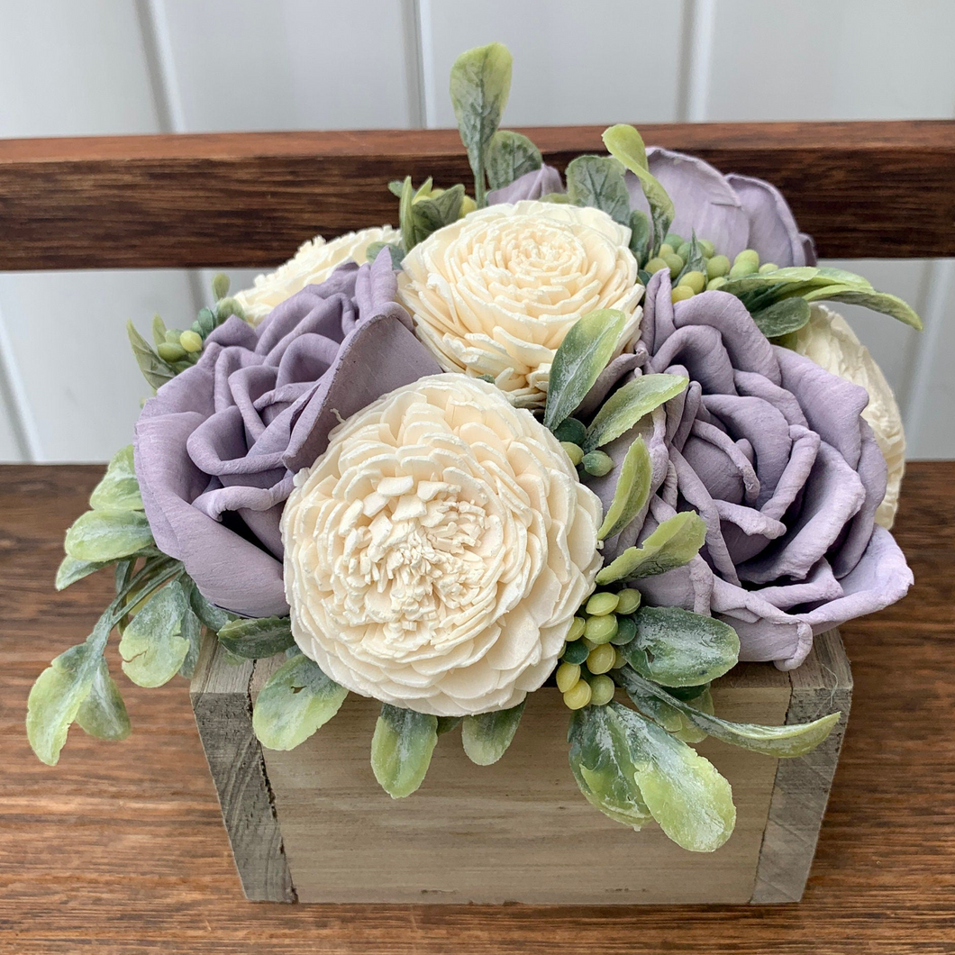 Lavender Rose Wooden Floral Arrangement