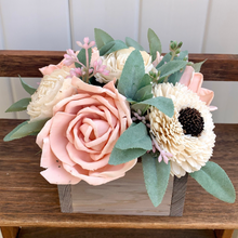 Load image into Gallery viewer, Light Pink and Ivory Wooden Floral Arrangement
