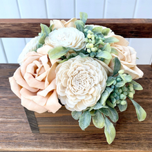 Load image into Gallery viewer, Peach Rose Wooden Floral Arrangement

