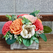 Load image into Gallery viewer, Pink and Peach Wooden Floral Arrangement
