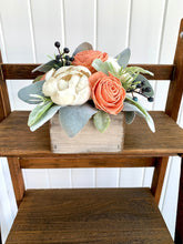 Load image into Gallery viewer, Coral and Ivory Wooden Floral Arrangement
