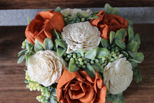 Load image into Gallery viewer, Burnt Orange Rose Wooden Floral Arrangement
