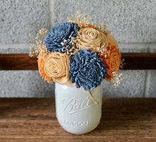 Load image into Gallery viewer, Peach and Dusty Blue Mason Jar
