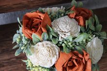 Load image into Gallery viewer, Burnt Orange Rose Wooden Floral Arrangement
