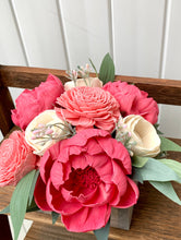 Load image into Gallery viewer, Hot Pink Peony Wooden Floral Arrangement
