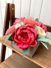 Load image into Gallery viewer, Hot Pink Peony Wooden Floral Arrangement
