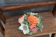 Load image into Gallery viewer, Coral and Peach Wooden Floral Arrangement
