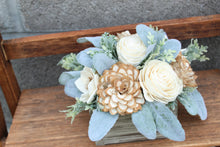 Load image into Gallery viewer, Ivory, Sage, and Almond Wooden Floral Arrangement
