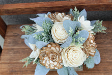 Load image into Gallery viewer, Ivory, Sage, and Almond Wooden Floral Arrangement
