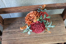 Load image into Gallery viewer, Fall Orange and Red Wooden Floral Arrangement
